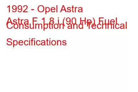 1992 - Opel Astra
Astra F 1.8 i (90 Hp) Fuel Consumption and Technical Specifications