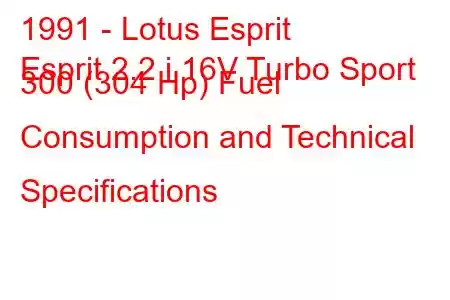 1991 - Lotus Esprit
Esprit 2.2 i 16V Turbo Sport 300 (304 Hp) Fuel Consumption and Technical Specifications