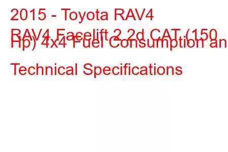 2015 - Toyota RAV4
RAV4 Facelift 2.2d CAT (150 Hp) 4x4 Fuel Consumption and Technical Specifications