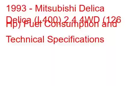 1993 - Mitsubishi Delica
Delica (L400) 2.4 4WD (126 Hp) Fuel Consumption and Technical Specifications