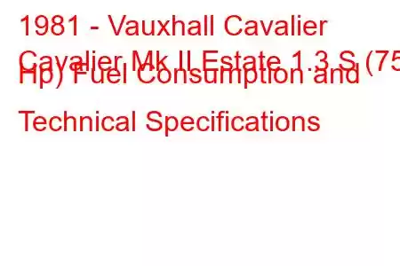 1981 - Vauxhall Cavalier
Cavalier Mk II Estate 1.3 S (75 Hp) Fuel Consumption and Technical Specifications