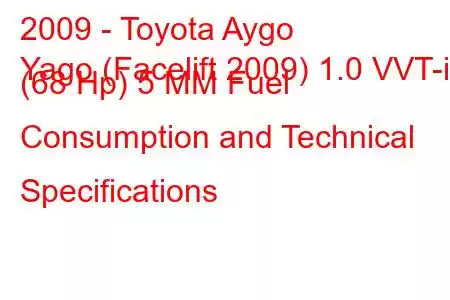 2009 - Toyota Aygo
Yago (Facelift 2009) 1.0 VVT-i (68 Hp) 5 МM Fuel Consumption and Technical Specifications