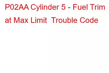 P02AA Cylinder 5 - Fuel Trim at Max Limit Trouble Code