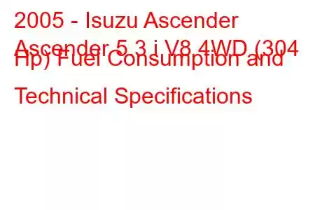 2005 - Isuzu Ascender
Ascender 5.3 i V8 4WD (304 Hp) Fuel Consumption and Technical Specifications