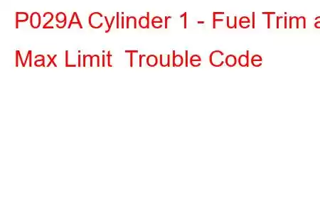 P029A Cylinder 1 - Fuel Trim at Max Limit Trouble Code