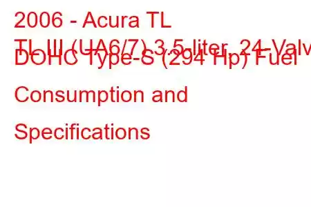 2006 - Acura TL
TL III (UA6/7) 3.5-liter, 24-Valve DOHC Type-S (294 Hp) Fuel Consumption and Specifications