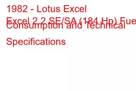 1982 - Lotus Excel
Excel 2.2 SE/SA (184 Hp) Fuel Consumption and Technical Specifications