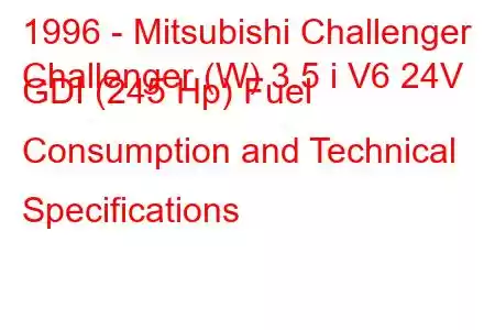 1996 - Mitsubishi Challenger
Challenger (W) 3.5 i V6 24V GDI (245 Hp) Fuel Consumption and Technical Specifications