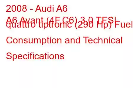 2008 - Audi A6
A6 Avant (4F,C6) 3.0 TFSI quattro tiptronic (290 Hp) Fuel Consumption and Technical Specifications