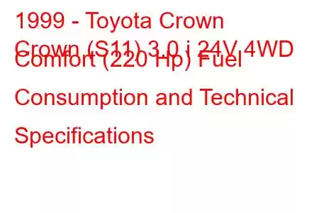 1999 - Toyota Crown
Crown (S11) 3.0 i 24V 4WD Comfort (220 Hp) Fuel Consumption and Technical Specifications