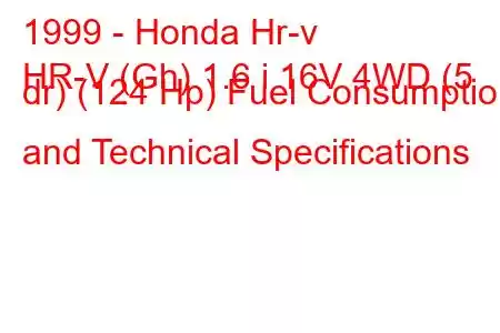 1999 - Honda Hr-v
HR-V (Gh) 1.6 i 16V 4WD (5 dr) (124 Hp) Fuel Consumption and Technical Specifications