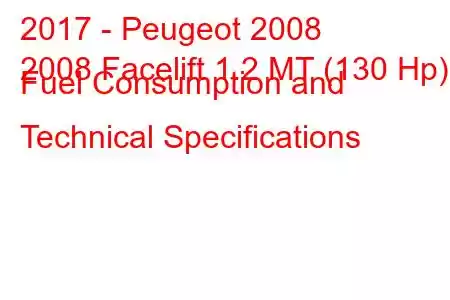 2017 - Peugeot 2008
2008 Facelift 1.2 MT (130 Hp) Fuel Consumption and Technical Specifications