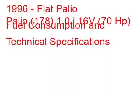 1996 - Fiat Palio
Palio (178) 1.0 i 16V (70 Hp) Fuel Consumption and Technical Specifications