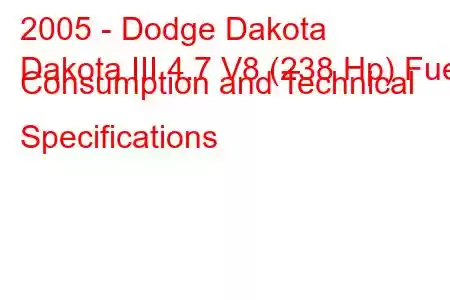 2005 - Dodge Dakota
Dakota III 4.7 V8 (238 Hp) Fuel Consumption and Technical Specifications