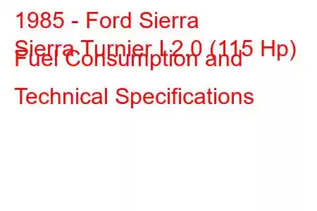 1985 - Ford Sierra
Sierra Turnier I 2.0 (115 Hp) Fuel Consumption and Technical Specifications