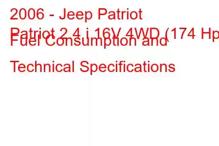 2006 - Jeep Patriot
Patriot 2.4 i 16V 4WD (174 Hp) Fuel Consumption and Technical Specifications