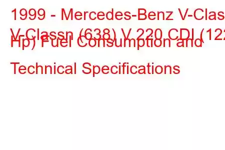 1999 - Mercedes-Benz V-Class
V-Classn (638) V 220 CDI (122 Hp) Fuel Consumption and Technical Specifications