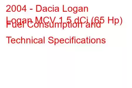 2004 - Dacia Logan
Logan MCV 1.5 dCi (65 Hp) Fuel Consumption and Technical Specifications