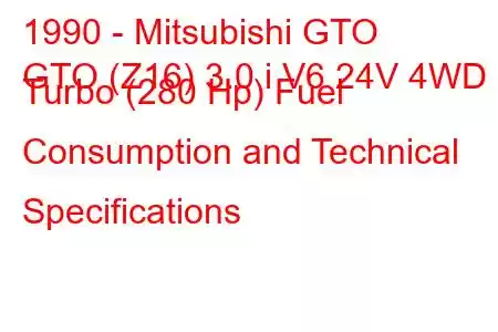 1990 - Mitsubishi GTO
GTO (Z16) 3.0 i V6 24V 4WD Turbo (280 Hp) Fuel Consumption and Technical Specifications