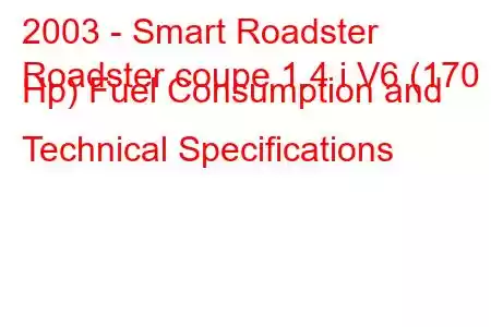 2003 - Smart Roadster
Roadster coupe 1.4 i V6 (170 Hp) Fuel Consumption and Technical Specifications