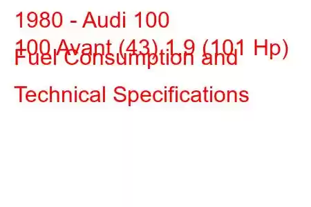 1980 - Audi 100
100 Avant (43) 1.9 (101 Hp) Fuel Consumption and Technical Specifications