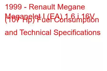 1999 - Renault Megane
Meganelet I (EA) 1.6 i 16V (107 Hp) Fuel Consumption and Technical Specifications