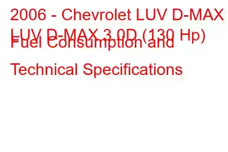 2006 - Chevrolet LUV D-MAX
LUV D-MAX 3.0D (130 Hp) Fuel Consumption and Technical Specifications