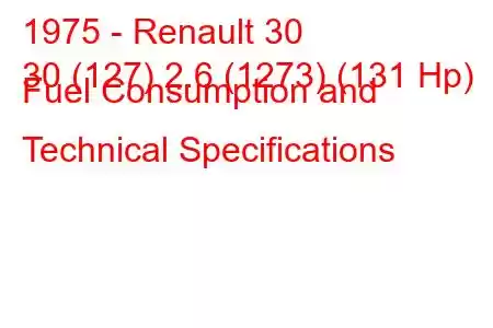 1975 - Renault 30
30 (127) 2.6 (1273) (131 Hp) Fuel Consumption and Technical Specifications