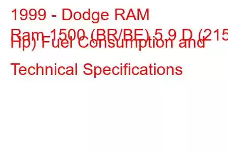 1999 - Dodge RAM
Ram 1500 (BR/BE) 5.9 D (215 Hp) Fuel Consumption and Technical Specifications