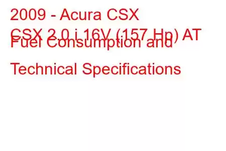 2009 - Acura CSX
CSX 2.0 i 16V (157 Hp) AT Fuel Consumption and Technical Specifications