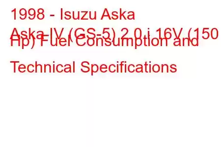 1998 - Isuzu Aska
Aska IV (GS-5) 2.0 i 16V (150 Hp) Fuel Consumption and Technical Specifications