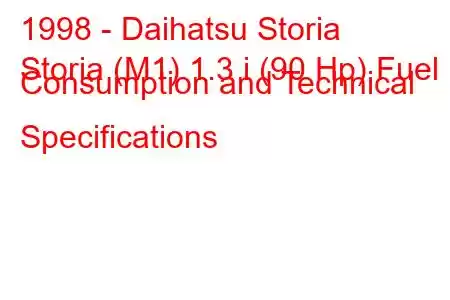 1998 - Daihatsu Storia
Storia (M1) 1.3 i (90 Hp) Fuel Consumption and Technical Specifications