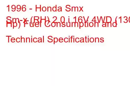 1996 - Honda Smx
Sm-x (RH) 2.0 i 16V 4WD (130 Hp) Fuel Consumption and Technical Specifications