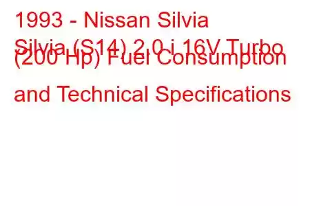 1993 - Nissan Silvia
Silvia (S14) 2.0 i 16V Turbo (200 Hp) Fuel Consumption and Technical Specifications