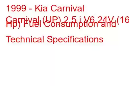 1999 - Kia Carnival
Carnival (UP) 2.5 i V6 24V (165 Hp) Fuel Consumption and Technical Specifications