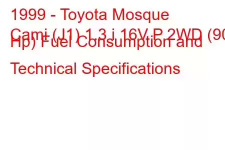 1999 - Toyota Mosque
Cami (J1) 1.3 i 16V P 2WD (90 Hp) Fuel Consumption and Technical Specifications