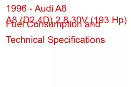 1996 - Audi A8
A8 (D2,4D) 2.8 30V (193 Hp) Fuel Consumption and Technical Specifications