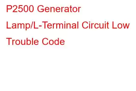 P2500 Generator Lamp/L-Terminal Circuit Low Trouble Code