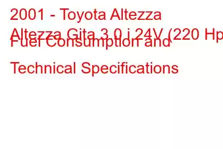 2001 - Toyota Altezza
Altezza Gita 3.0 i 24V (220 Hp) Fuel Consumption and Technical Specifications