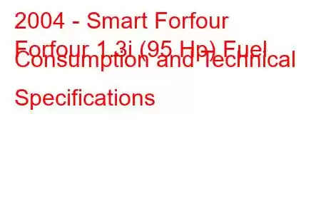 2004 - Smart Forfour
Forfour 1.3i (95 Hp) Fuel Consumption and Technical Specifications