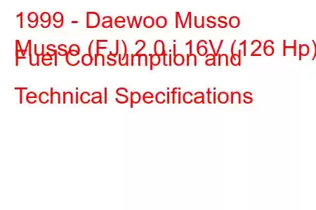 1999 - Daewoo Musso
Musso (FJ) 2.0 i 16V (126 Hp) Fuel Consumption and Technical Specifications