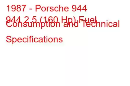 1987 - Porsche 944
944 2.5 (160 Hp) Fuel Consumption and Technical Specifications