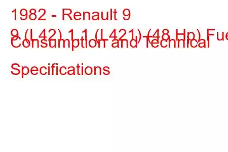 1982 - Renault 9
9 (L42) 1.1 (L421) (48 Hp) Fuel Consumption and Technical Specifications