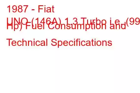 1987 - Fiat
UNO (146A) 1.3 Turbo i.e. (99 Hp) Fuel Consumption and Technical Specifications