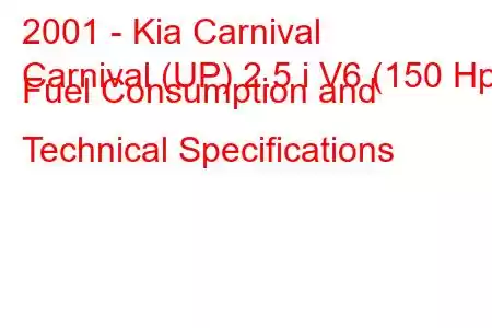 2001 - Kia Carnival
Carnival (UP) 2.5 i V6 (150 Hp) Fuel Consumption and Technical Specifications