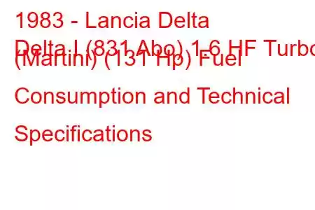 1983 - Lancia Delta
Delta I (831 Abo) 1.6 HF Turbo (Martini) (131 Hp) Fuel Consumption and Technical Specifications