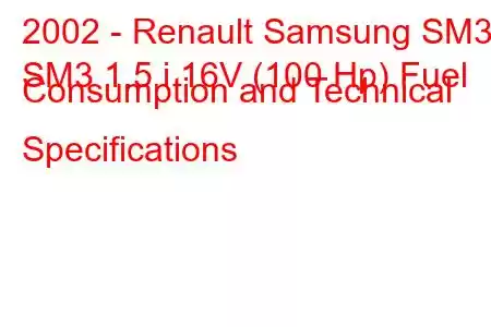 2002 - Renault Samsung SM3
SM3 1.5 i 16V (100 Hp) Fuel Consumption and Technical Specifications