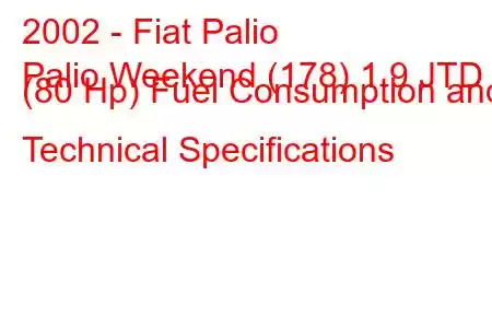 2002 - Fiat Palio
Palio Weekend (178) 1.9 JTD (80 Hp) Fuel Consumption and Technical Specifications