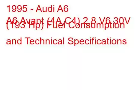 1995 - Audi A6
A6 Avant (4A,C4) 2.8 V6 30V (193 Hp) Fuel Consumption and Technical Specifications