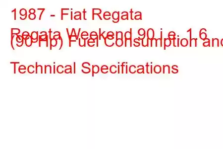 1987 - Fiat Regata
Regata Weekend 90 i.e. 1.6 (90 Hp) Fuel Consumption and Technical Specifications